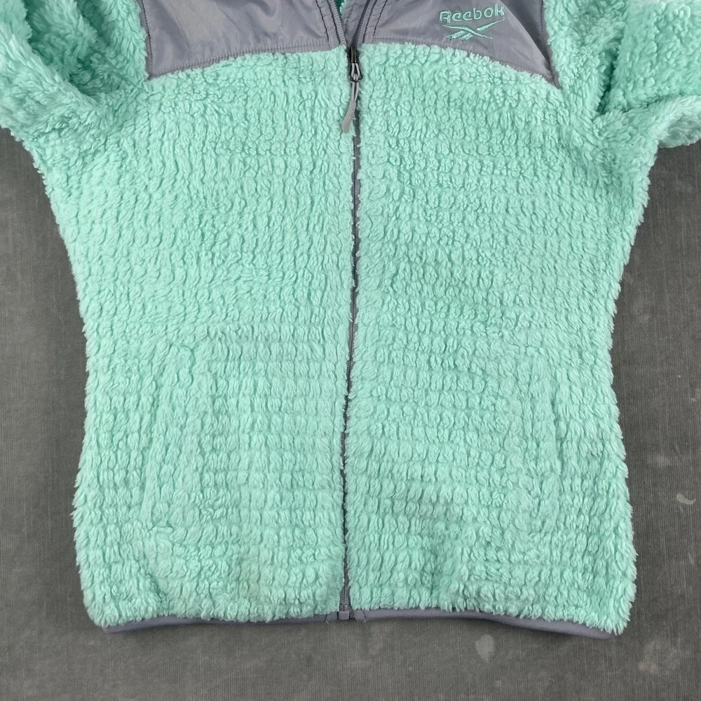 Reebok Youth M 10/12 Mint Green Full Zip Fleece Jacket High Pile Sherpa